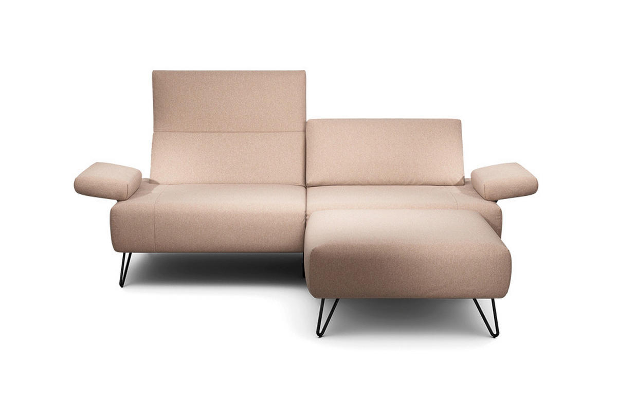 2,5-SITZER in Chenille Rosa  - Schwarz/Rosa, Design, Textil/Metall (204-234/85/86-94cm) - SENSOO