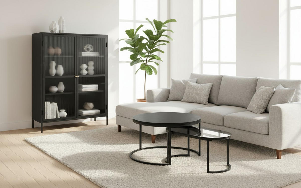 HIGHBOARD Schwarz, Goldfarben  110/140/40 cm  - Goldfarben/Schwarz, MODERN, Glas/Metall (110/140/40cm) - Lomoco