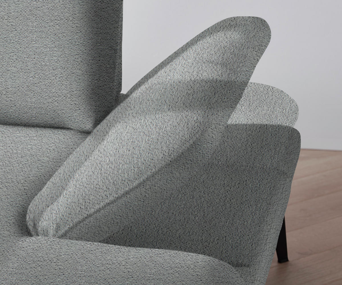 ECKSOFA in Webstoff Hellgrau  - Hellgrau/Schwarz, Design, Textil/Metall (180/289cm) - Stylife
