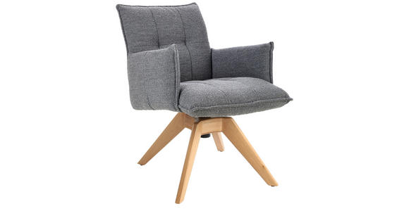 ARMLEHNSTUHL in Webstoff - Eichefarben/Grau, Design, Holz/Textil (57/86/65cm) - Valnatura