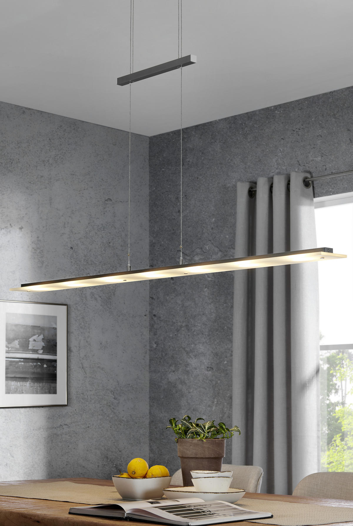 LED-HÄNGELEUCHTE   135 cm  - Chromfarben/Weiss, Design, Glas/Metall (135cm) - Fischer & Honsel