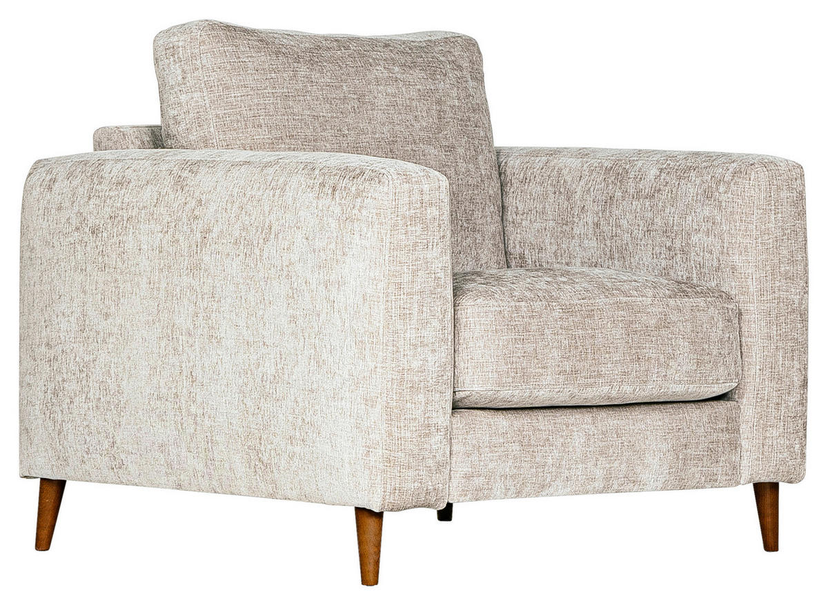 FÅTÖLJ i trä, textil beige  - beige/valnötsfärgad, Klassisk, trä/textil (103/87/93cm) - Novel