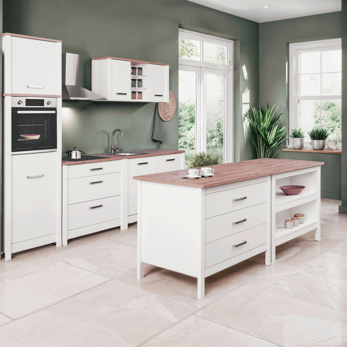 GERÄTEUMBAUSCHRANK 70/167/60 cm  in Weiß, Eiche Artisan  - Silberfarben/Weiß, MODERN, Holzwerkstoff/Metall (70/167/60cm) - home24