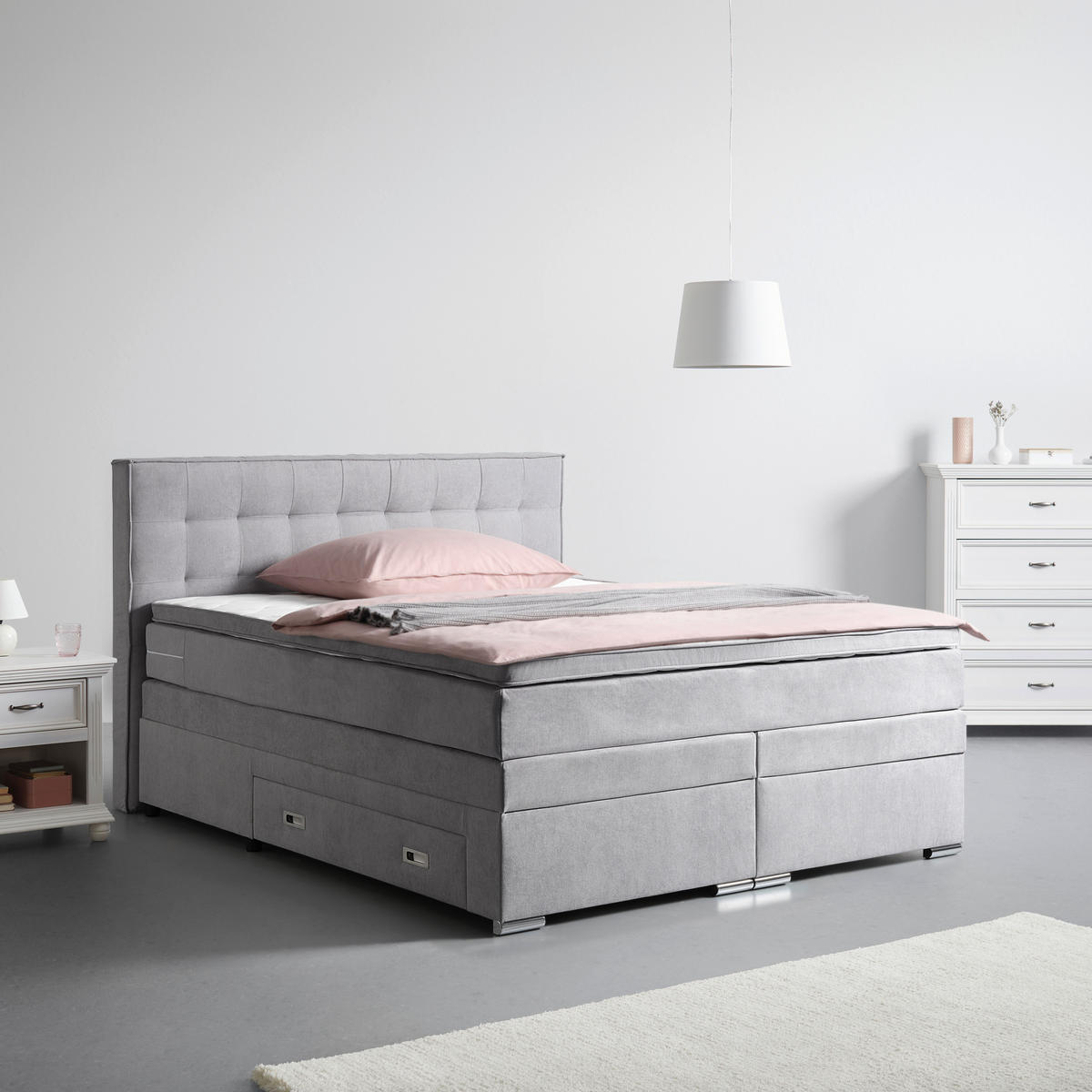 BOXSPRING KREVET 180/200 cm     plava  - plava, Moderno, drvni materijal (180/200cm) - Hom`in