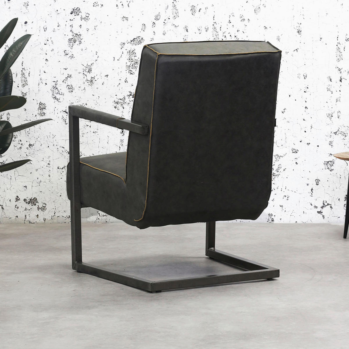 SESSEL in Lederlook, Mikrofaser Anthrazit  - Dunkelgrau/Anthrazit, KONVENTIONELL, Textil/Metall (62/84/70cm) - MID.YOU
