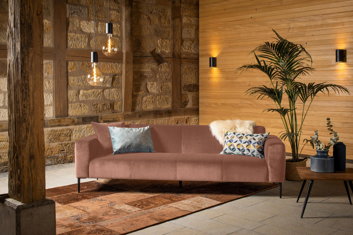 TŘÍMÍSTNÁ POHOVKA, textil, měděné barvy - měděné barvy/černá, Moderní, kov/textil (250/76/86cm) - W.Schillig