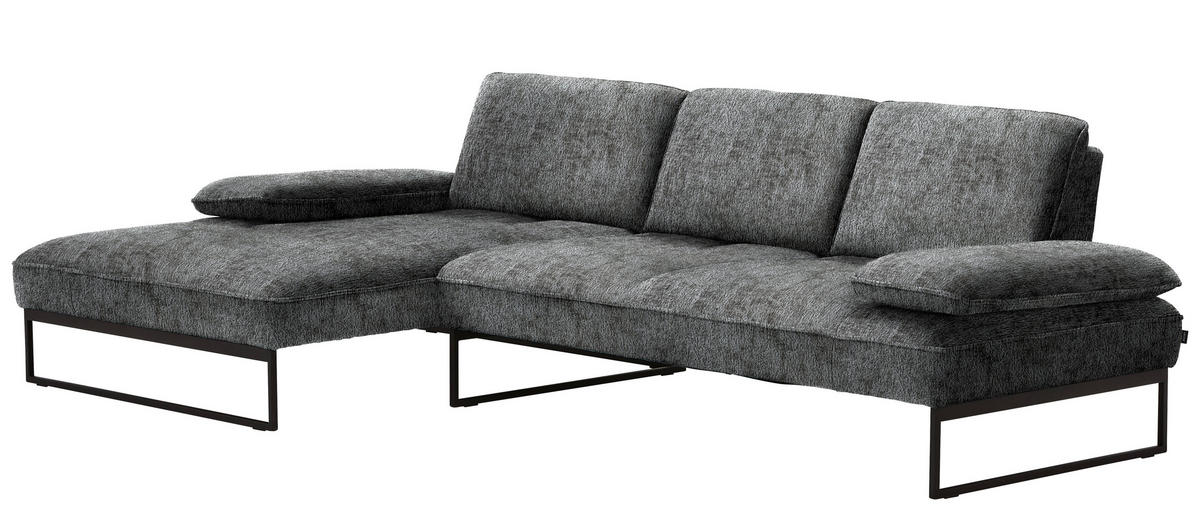 ECKSOFA in Chenille Anthrazit  - Anthrazit, Design, Textil/Metall (160/310cm) - Joop!