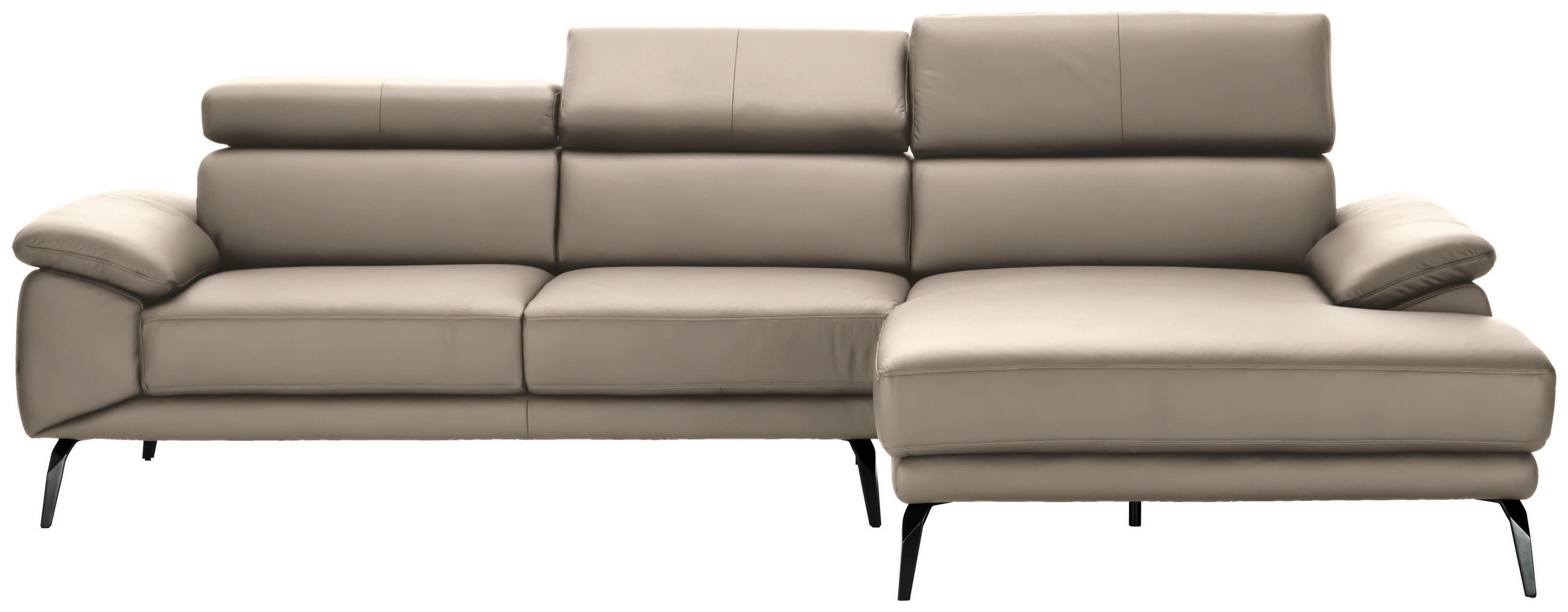 ECKSOFA in Echtleder Creme  - Creme/Schwarz, Design, Leder/Metall (295/187cm) - Novel