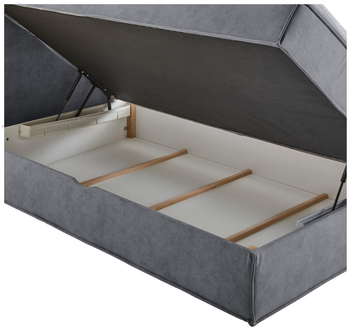 BOXBETT 120/200 cm,  in Anthrazit, Bettkasten, Topper, H3 = fest  - Anthrazit/Schwarz, Design, Kunststoff/Textil (120/200cm) - Chameo