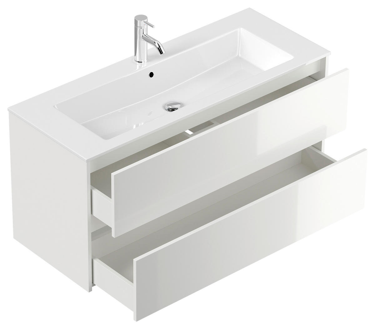 BADEZIMMER 2-teilig  in 120 cm  - Weiß Hochglanz/Weiß, Basics, Holzwerkstoff/Stein (120cm) - MID.YOU