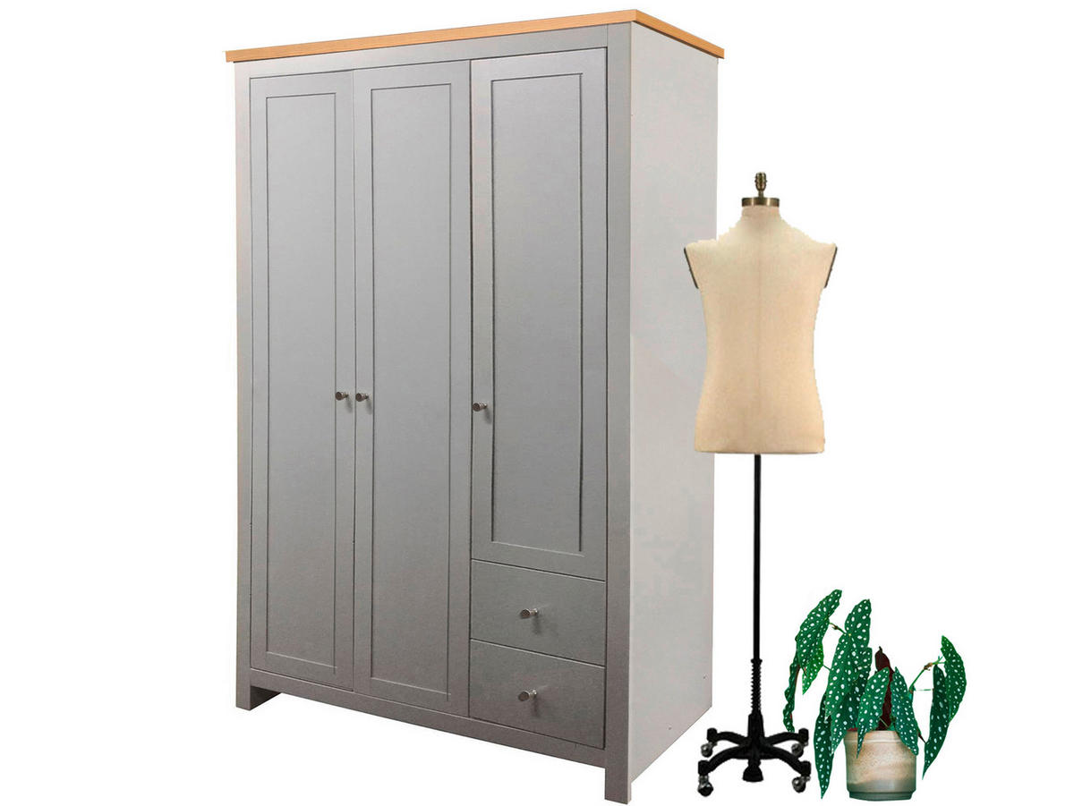 GARDEROBENSCHRANK Emerald  in 112/180/52 cm  - Eichefarben/Grau, Design, Holzwerkstoff/Metall (112/180/52cm) - MID.YOU