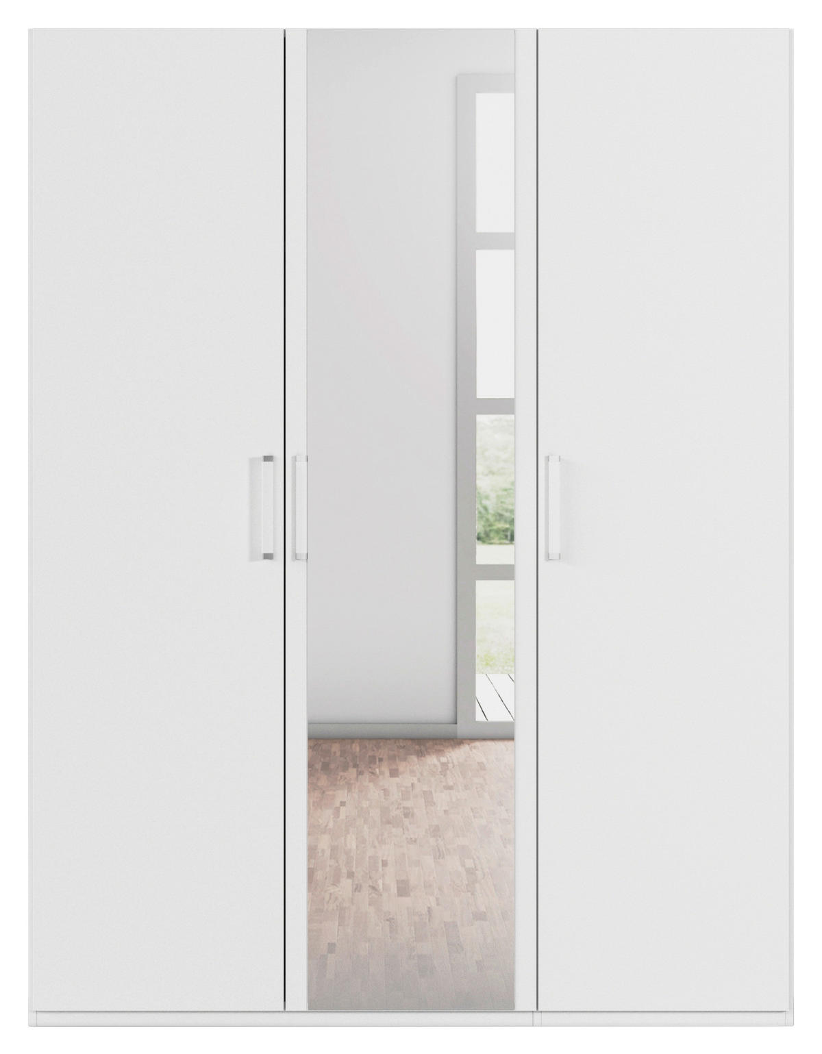 DREHTÜRENSCHRANK 151/223/60 cm 3-türig Weiß  - Weiß, Design, Holzwerkstoff/Kunststoff (151/223/60cm) - Novel