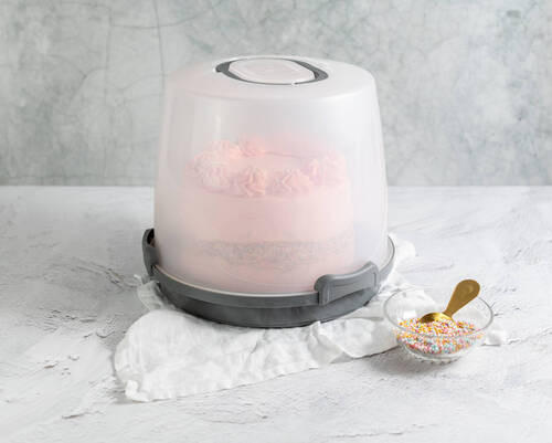 KUCHENTRANSPORTBOX - Dunkelgrau/Weiß, Basics, Kunststoff (25cm) - Dr.Oetker