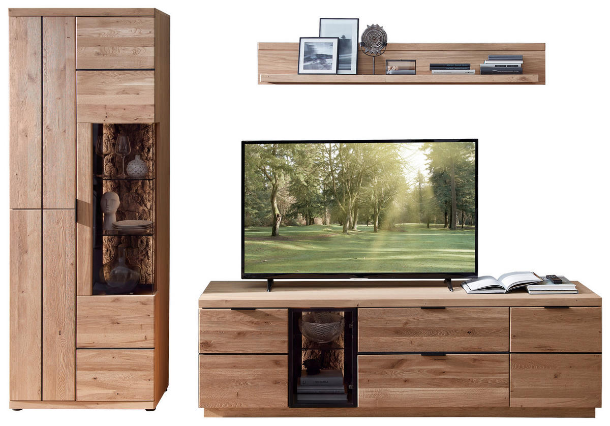 OBÝVACÍ STĚNA černá, divoký dub - divoký dub/černá, Konvenční, kov/dřevo (290/207/50cm) - Linea Natura