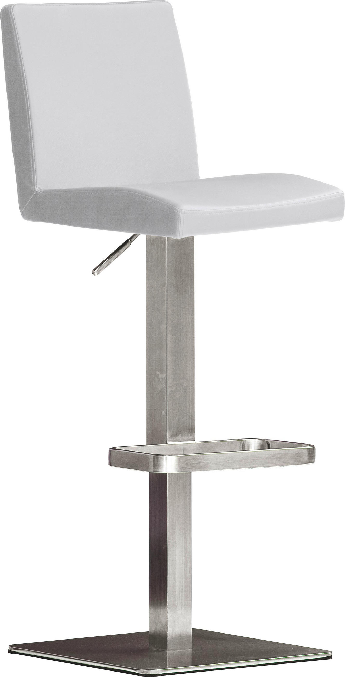 Barhocker in Metall, Textil Weiß, Edelstahlfarben