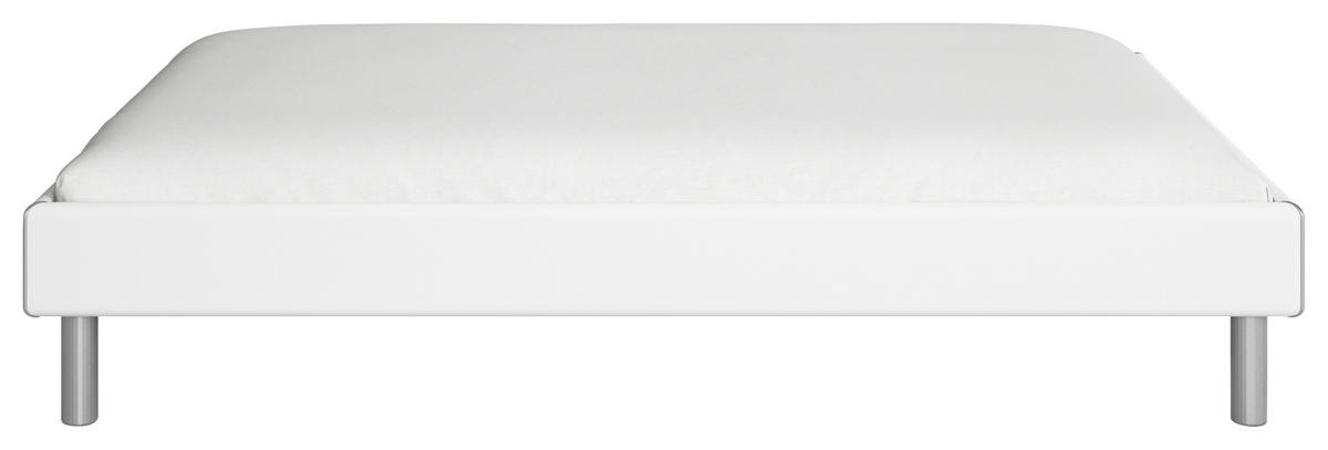 BETT 140/200 cm  in Weiss   - Weiss/Alufarben, Design, Holzwerkstoff/Metall (140/200cm) - Carryhome