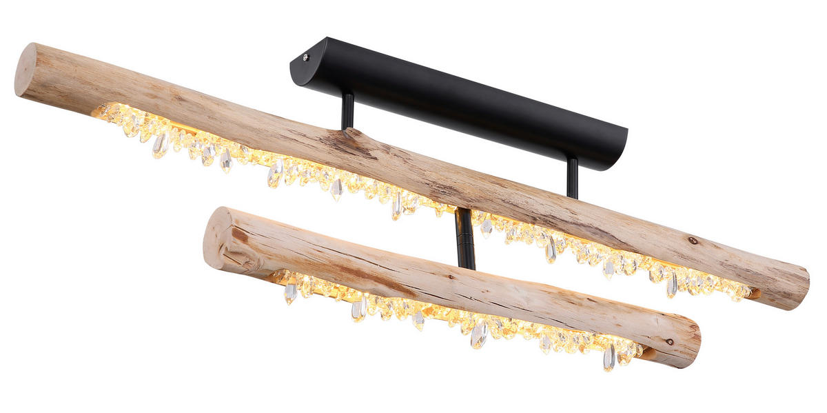 LED-DECKENLEUCHTE 100/8/30 cm   - Klar/Schwarz, Natur, Holz/Kunststoff (100/8/30cm) - Globo