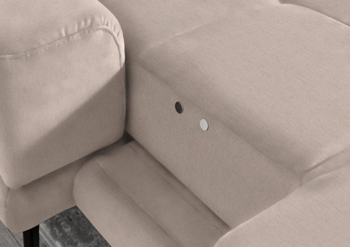 ECKSOFA in Flachgewebe Naturfarben  - Schwarz/Naturfarben, Design, Textil/Metall (190/309cm) - Beldomo Style