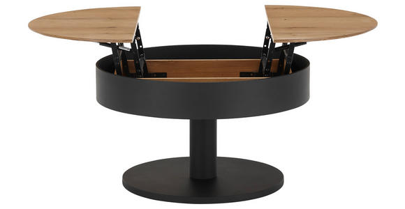 COUCHTISCH Eiche furniert 79/79/46 cm rund Schwarz, Eichefarben - Eichefarben/Schwarz, Design, Holz/Holzwerkstoff (79/79/46cm) - Novel