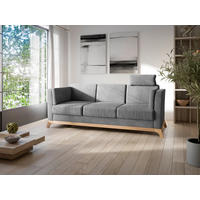 3-SITZER-SOFA in Flachgewebe Grau  - Eichefarben/Grau, KONVENTIONELL, Holz/Textil (213/84/93cm) - Sit & More