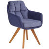 ARMLEHNSTUHL  in Flachgewebe  - Blau/Eichefarben, Design, Holz/Textil (65/85/68cm) - Linea Natura