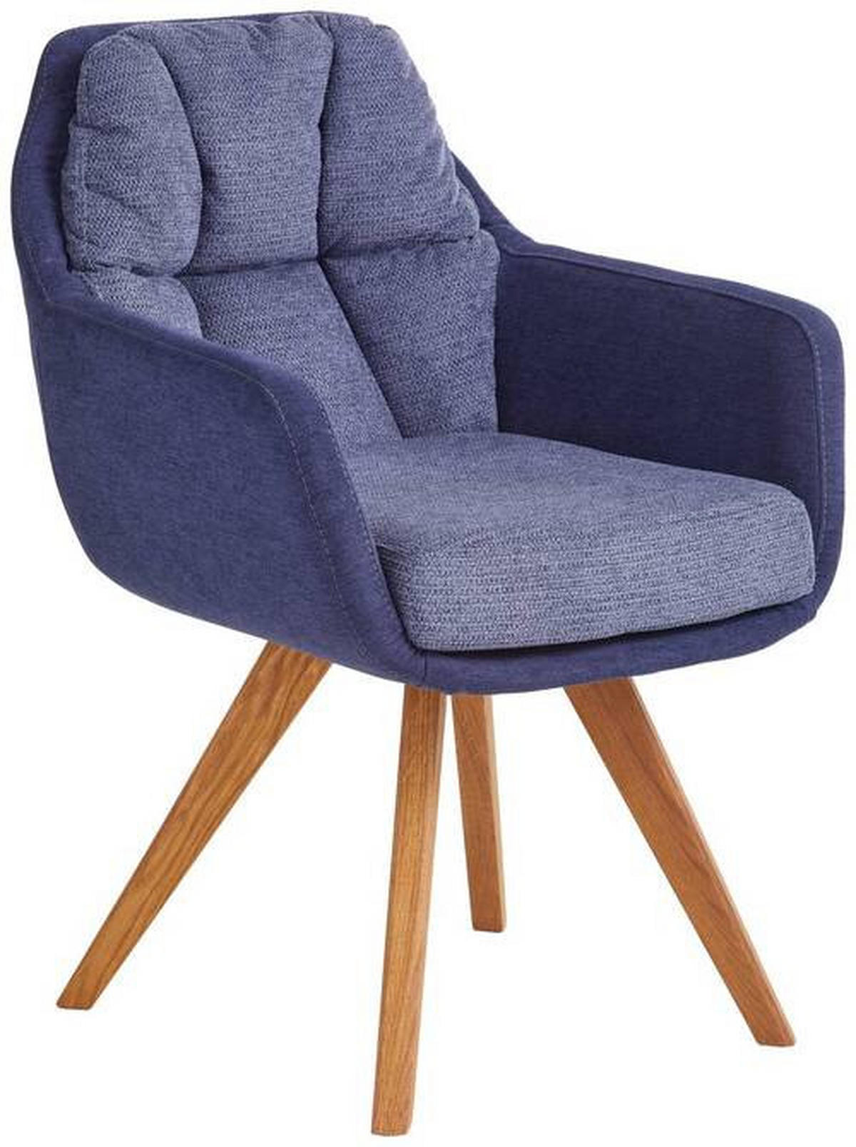 ARMLEHNSTUHL  in Flachgewebe  - Blau/Eichefarben, Design, Holz/Textil (65/85/68cm) - Linea Natura