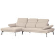 ECKSOFA Ottomane links, Eckteil  More_LZ Sandfarben Webstoff  - Sandfarben/Schwarz, Design, Textil/Metall (188/296cm) - Xora