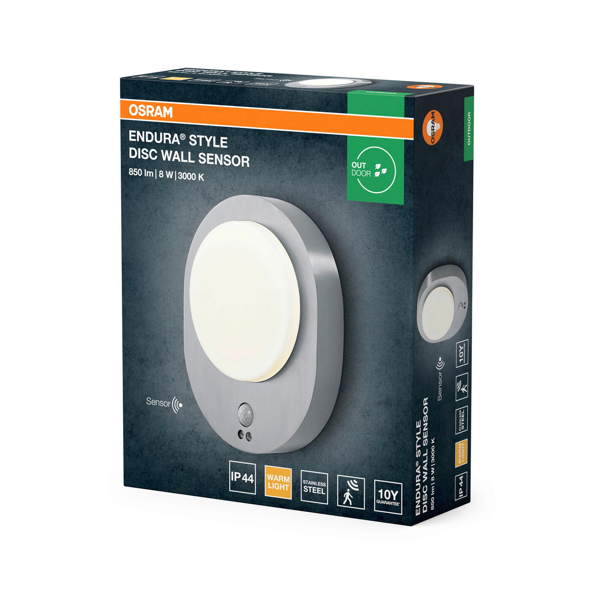 LED-AUßENLEUCHTE 24,4/20/6 cm   - Edelstahlfarben, Basics, Kunststoff/Metall (24,4/20/6cm) - Osram