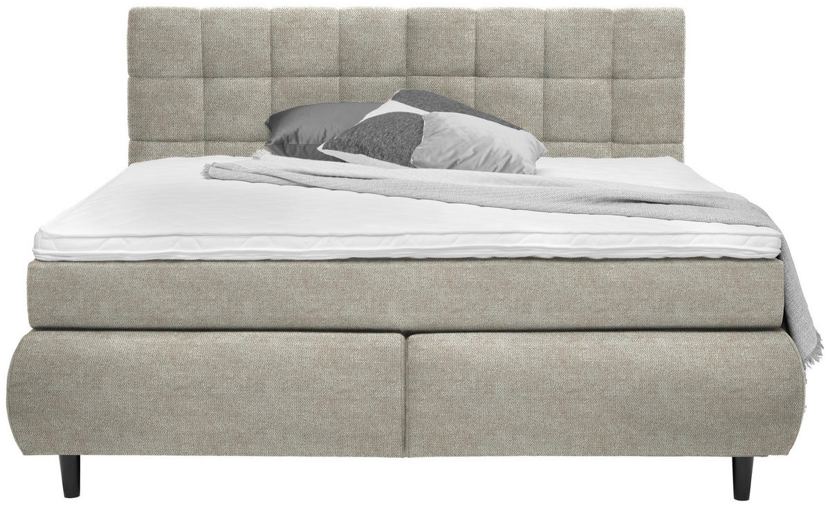 BOXSPRINGBETT 160/200 cm  in Sandfarben  - Sandfarben/Schwarz, Konventionell, Holz/Textil (160/200cm) - Ti'me