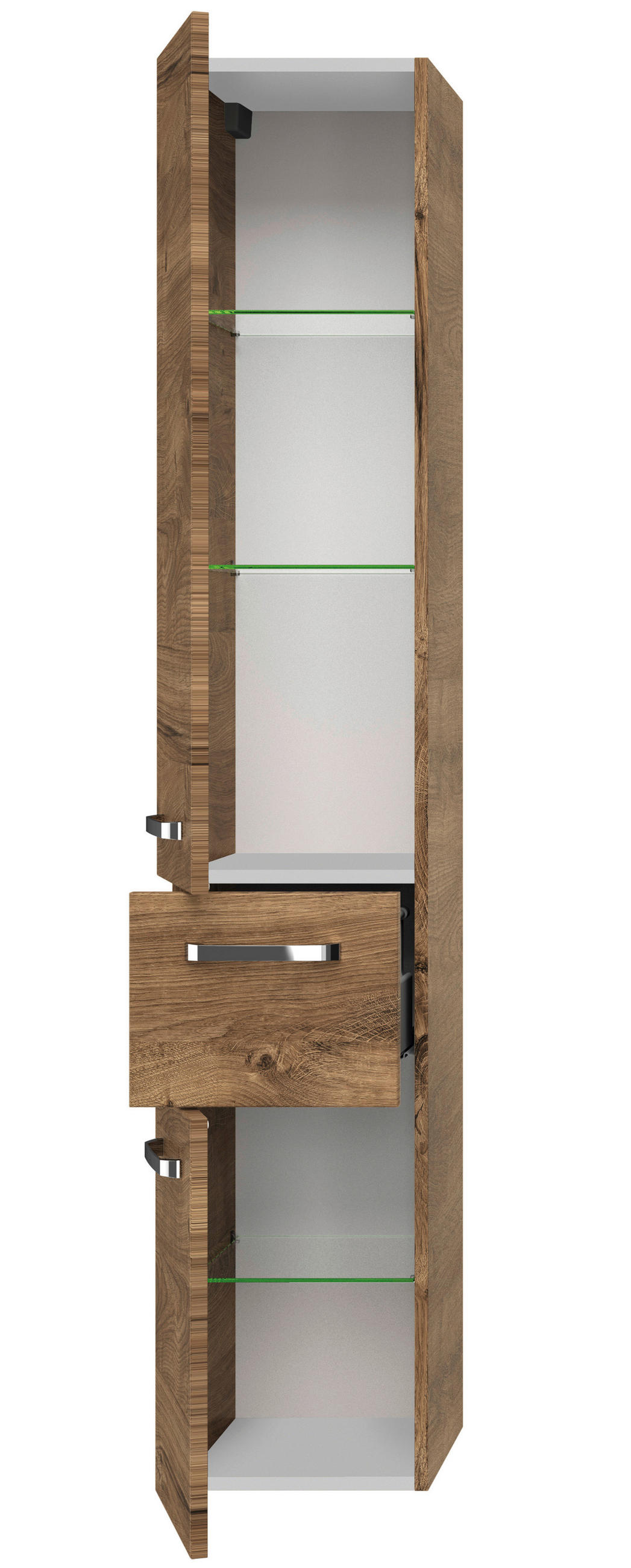 MAGASSZEKRÉNY 30/168/33 cm  - króm/tölgyfa, Basics, faalapú anyag/Üveg (30/168/33cm) - Sadena