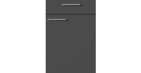 KÜCHENBLOCK 320 cm in Graphitfarben, Eiche Wotan - Dunkelgrau/Eiche Wotan, KONVENTIONELL, Holzwerkstoff/Metall (320cm) - Xora