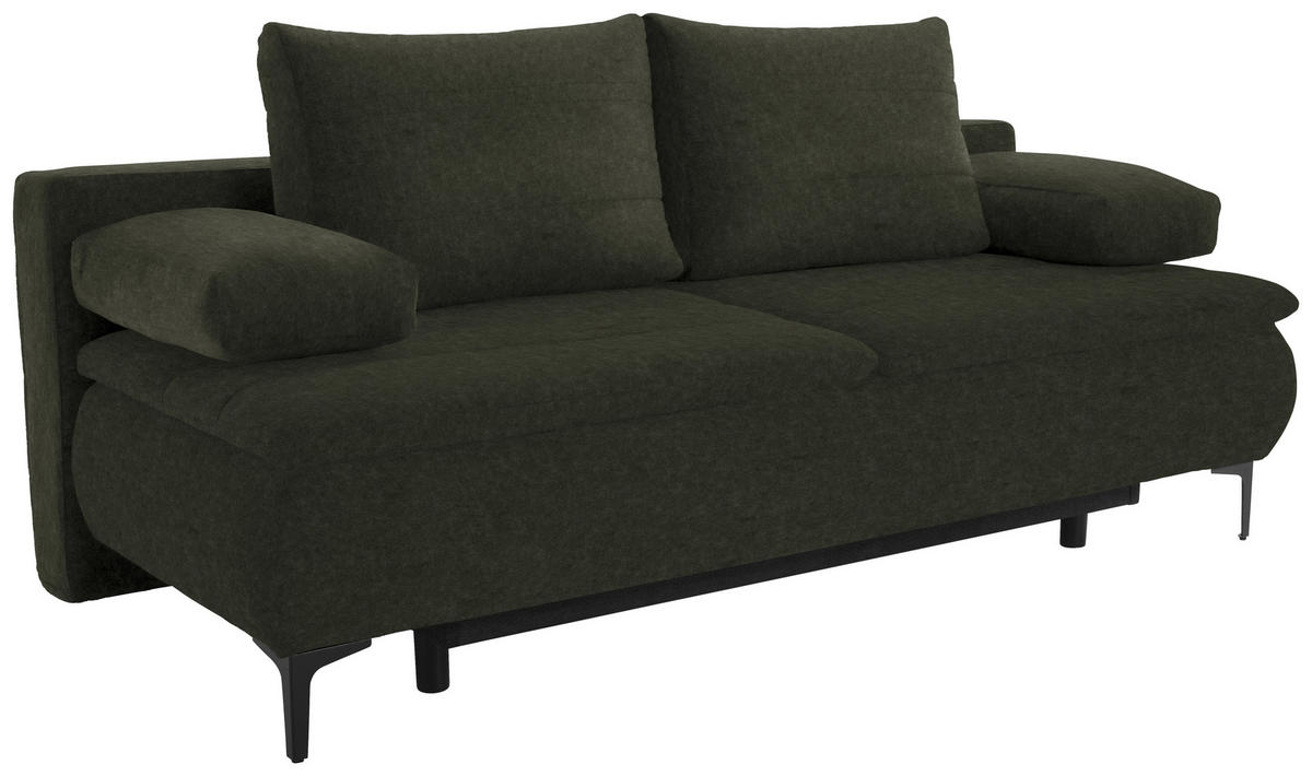 BOXSPRING KANAPÉ textil sötétzöld  - sötétzöld, Konventionell, textil/fém (204/93/100cm) - Novel