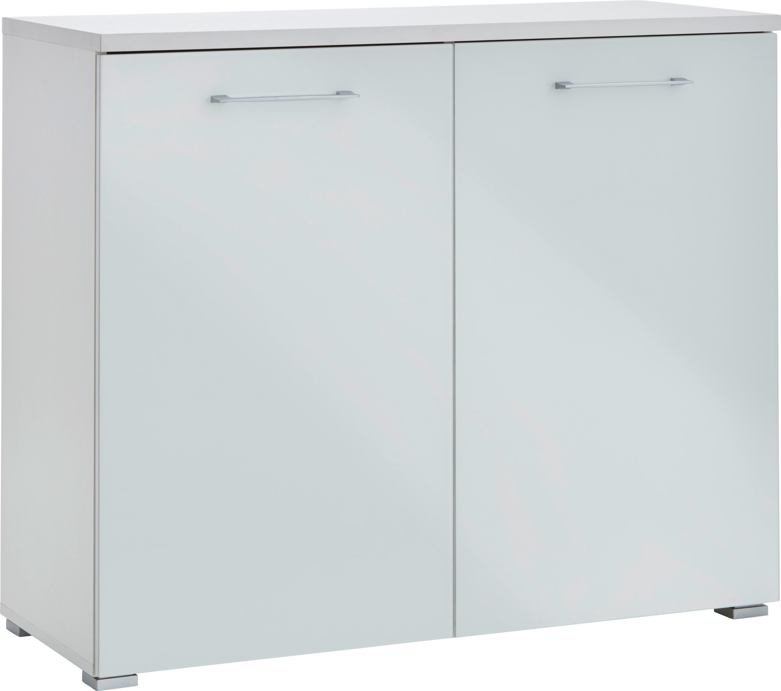 KOMMODE 97/82/40 cm  in Weiß  - Alufarben/Schwarz, MODERN, Glas/Holzwerkstoff (97/82/40cm) - Germania