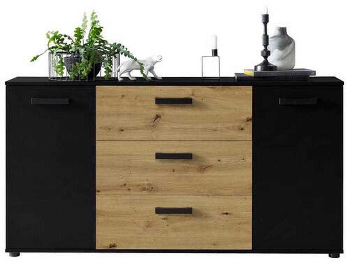 SIDEBOARD  in 150/78,9/38,5 cm  - Schwarz/Eiche Artisan, KONVENTIONELL, Holzwerkstoff/Kunststoff (150/78,9/38,5cm) - Carryhome