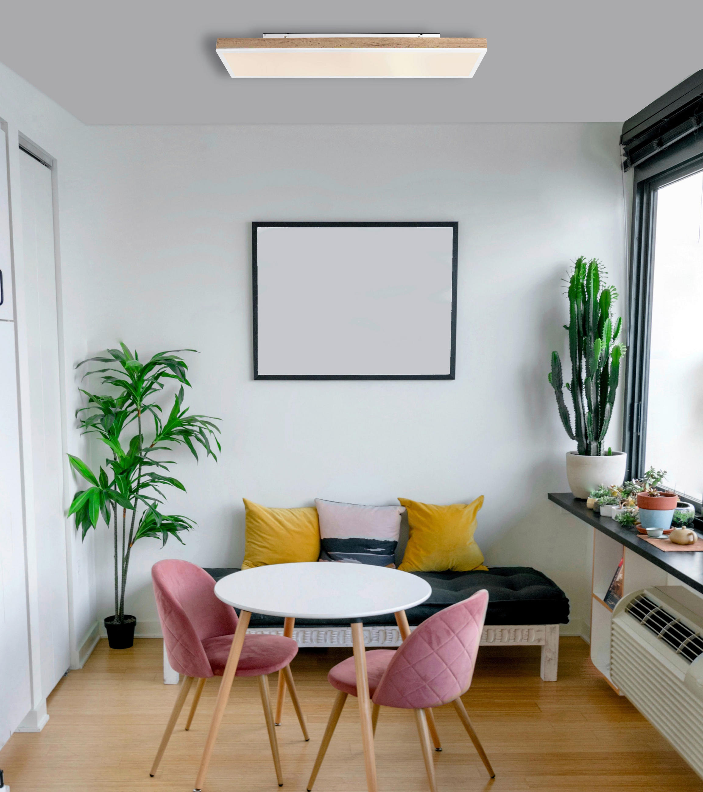 LED-DECKENLEUCHTE 80/20/7,8 cm   - Dunkelbraun/Opal, Natur, Holzwerkstoff/Kunststoff (80/20/7,8cm) - Globo