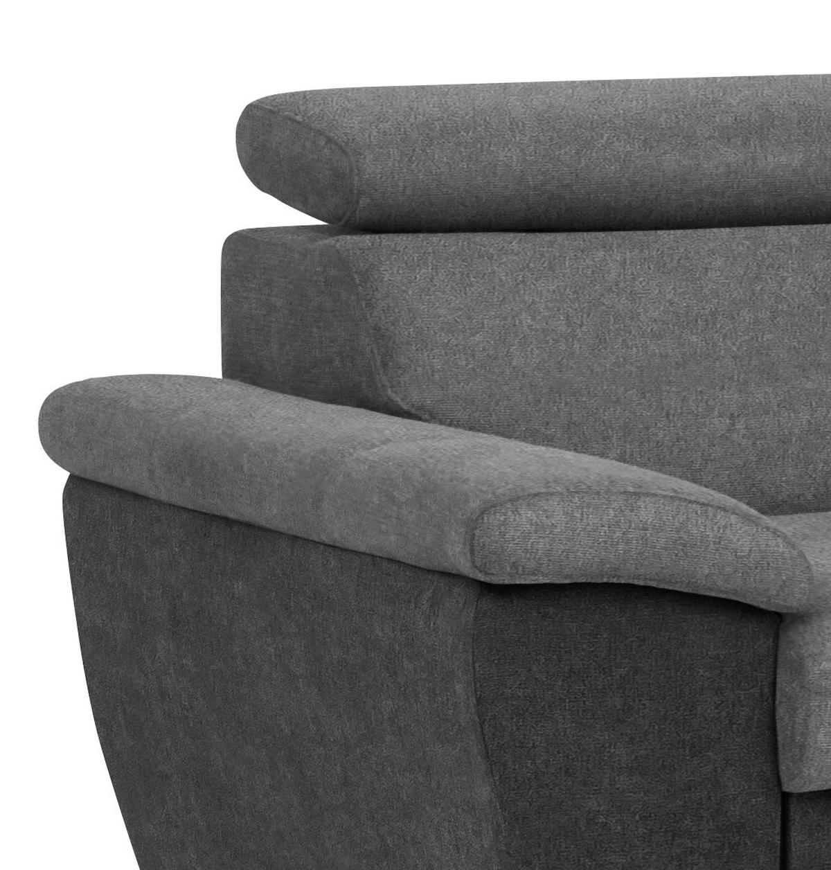 ECKSOFA in Mikrofaser Schwarz, Dunkelgrau  - Chromfarben/Dunkelgrau, Design, Textil/Metall (262/216cm) - Livetastic