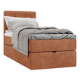 BOXBETT 80/200 cm,  in Rotbraun, Matratze, gepolstertes Kopfteil, Bettkasten, Topper, H3 = fest  - Rotbraun/Schwarz, Design, Holzwerkstoff/Kunststoff (80/200cm) - Esposa