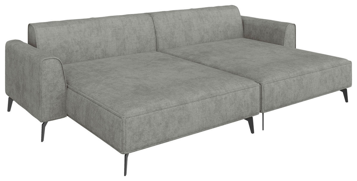 BIGSOFA  in Chenille Graubraun  - Graubraun/Schwarz, MODERN, Textil/Metall (300/80/190cm) - Carryhome