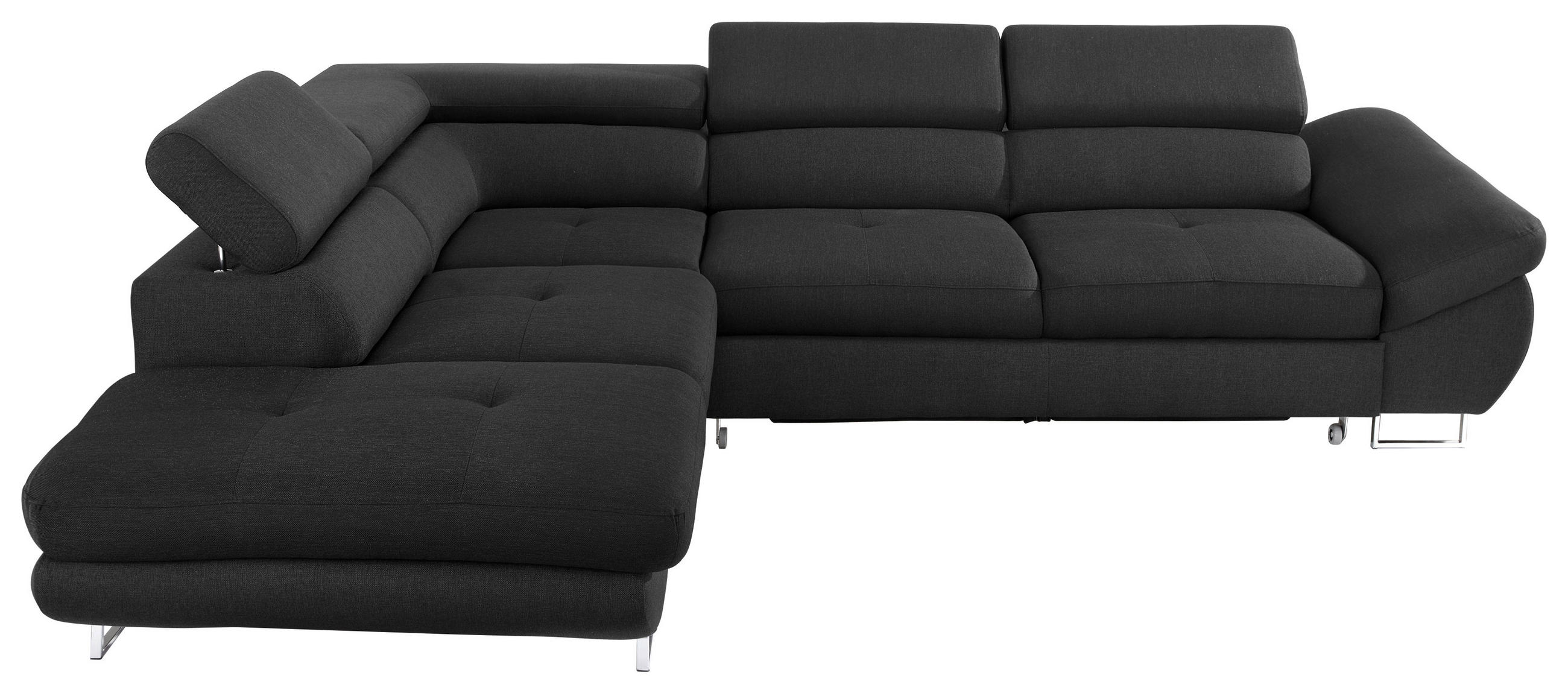 ECKSOFA in Webstoff Schwarz  - Schwarz, Design, Textil/Metall (235/280cm) - Hom`in