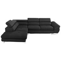 ECKSOFA in Webstoff Schwarz  - Schwarz, Design, Textil/Metall (235/280cm) - Hom`in