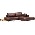 ECKSOFA in Echtleder Dunkelbraun  304/201 cm  - Dunkelbraun/Schwarz, Design, Leder/Metall (304/201cm) - Emilio Belluti