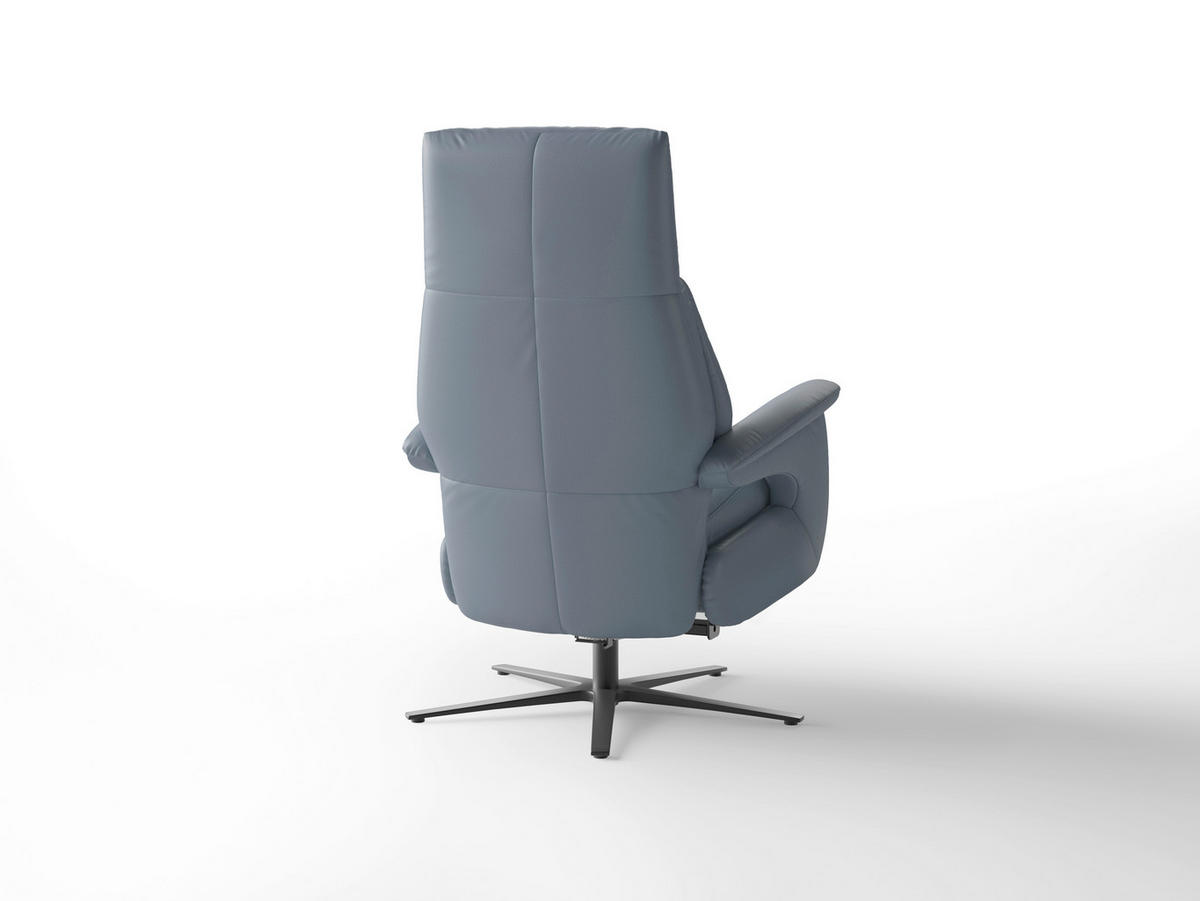 RELAXSESSEL TV LAZY E XS1 Echtleder Kopfteilverstellung, Rücken echt    - Graublau/Schwarz, Basics, Leder/Metall (75/110/85cm) - Sit & More