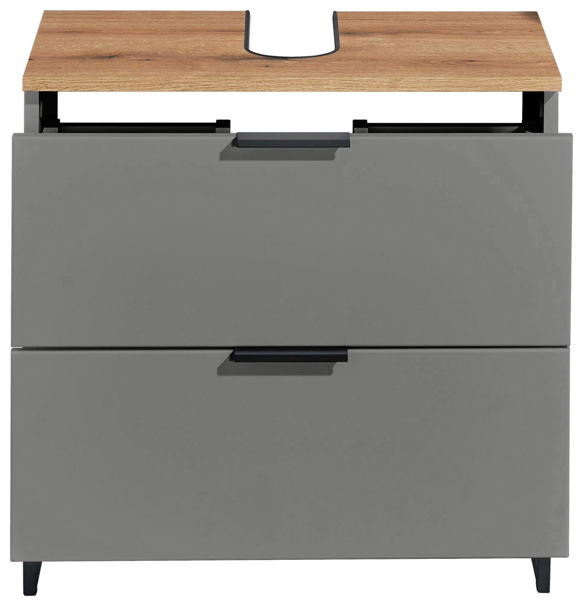 WASCHBECKENUNTERSCHRANK 60/60/35 cm  - Eichefarben/Schwarz, KONVENTIONELL, Holzwerkstoff/Metall (60/60/35cm) - home24