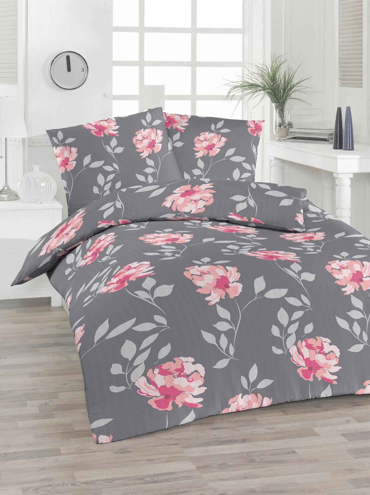 BETTWÄSCHE 2-teilig Seersucker 135/200 cm  - Dunkelgrau, Basics, Textil (135/200cm) - Florella