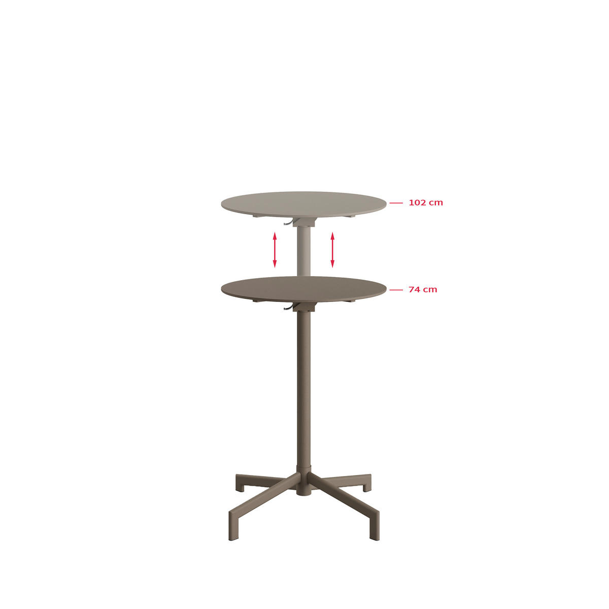 GARTEN-BARTISCH in Metall  60/74/102 cm  - Cappuccino, Basics, Metall (60/74/102cm)