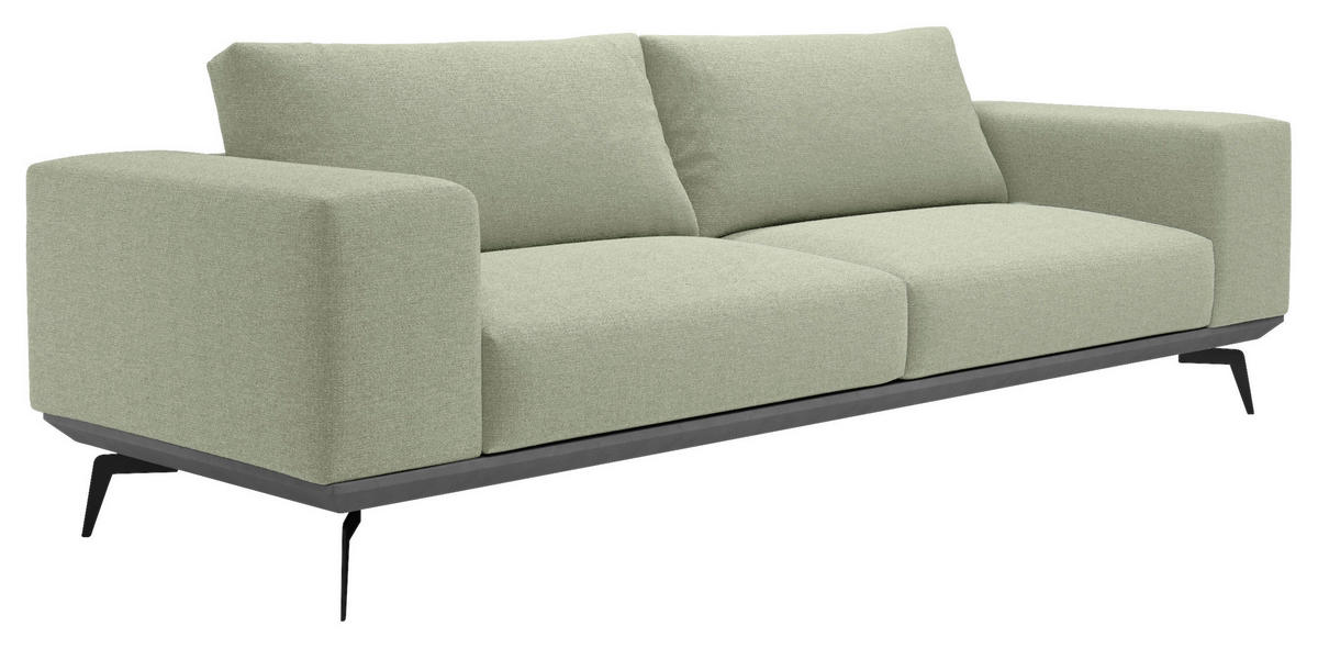 2-SITZER-SOFA Chenille Mintgrün  - Beige/Schwarz, Design, Holz/Textil (260/87/95cm) - MID.YOU