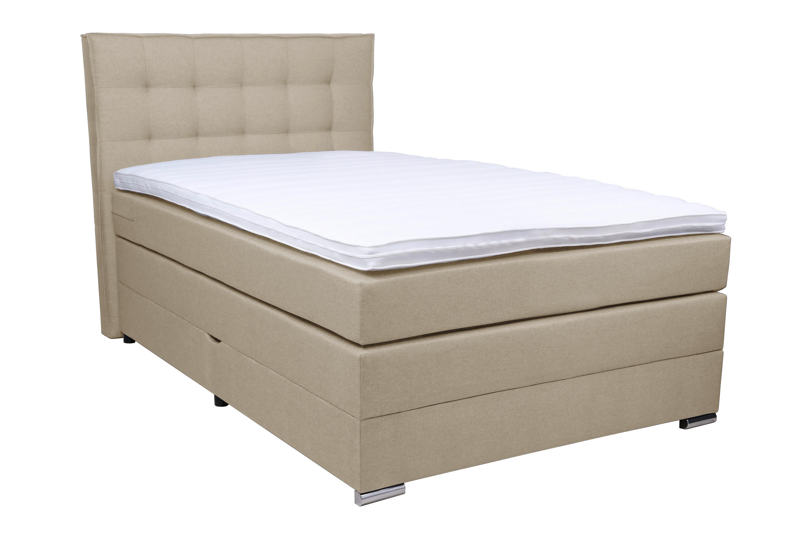 BOXSPRINGBETT 140/200 cm  in Beige  - Chromfarben/Beige, KONVENTIONELL, Kunststoff/Textil (140/200cm) - Boxxx