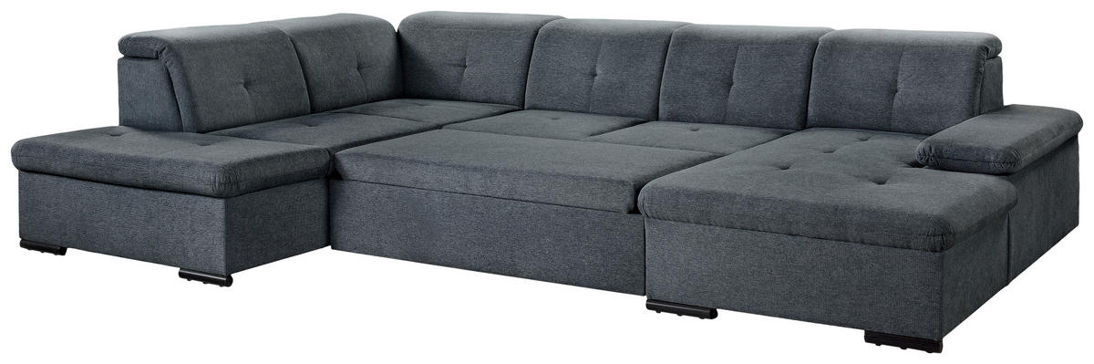 WOHNLANDSCHAFT Dunkelgrau Chenille  - Dunkelgrau/Grau, KONVENTIONELL, Kunststoff/Textil (188/340/240cm) - Carryhome