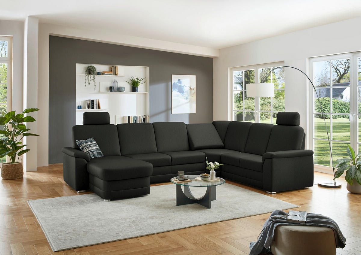 WOHNLANDSCHAFT  in Chenille Anthrazit  - Anthrazit/Alufarben, KONVENTIONELL, Holz/Textil (160/329/235cm) - Beldomo Comfort