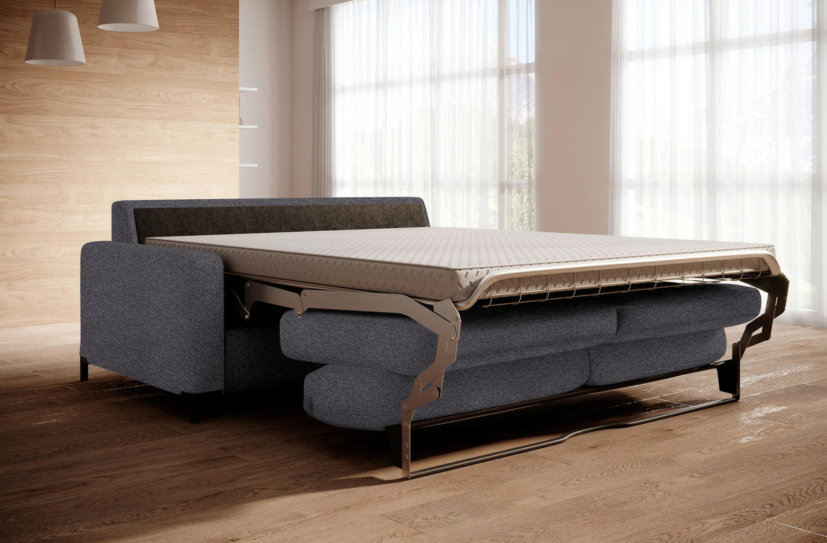SCHLAFSOFA in Textil Dunkelgrau  - Dunkelgrau/Schwarz, Konventionell, Textil/Metall (187/84/97cm) - Welnova